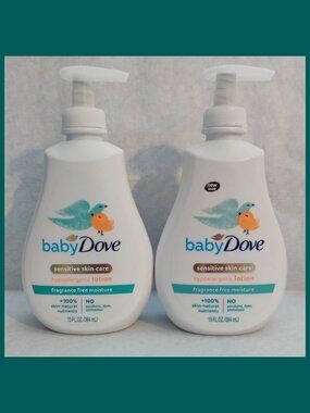 New! Lot of 2 Baby Dove Sensitive Skin Care Hypoallergenic Lotion 13 fl oz each